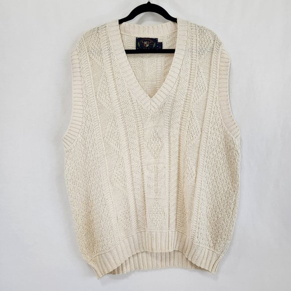 Lake Harmony U.S.A. Other - SOLD TO JUSTIN!!! Cream Unisex Vintage Retro Y2K Knit Sweater Vest Size XL.